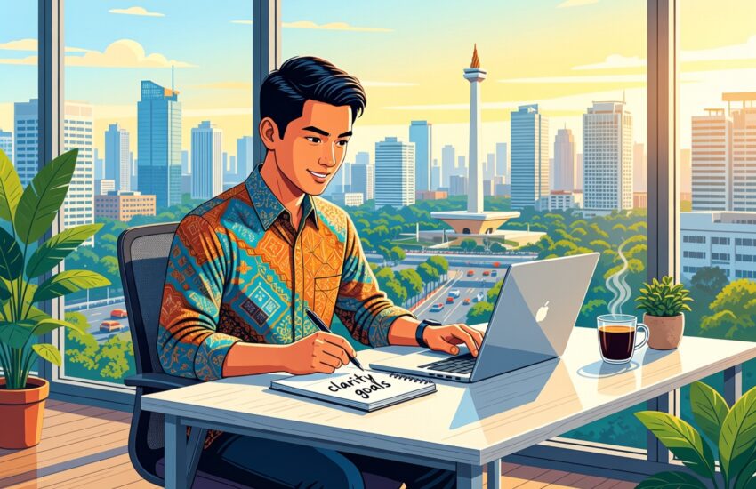 Orang menulis clarity goals High Performance Habits Brendon Burchard untuk productivity harian