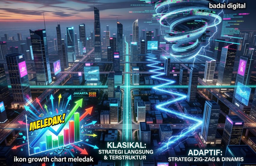 Ilustrasi adaptive vs classical approaches match strategy to environment di bisnis Indonesia