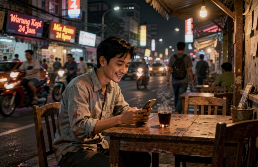 Orang capture ide tugas harian untuk GTD system David Allen di tengah kesibukan Jakarta