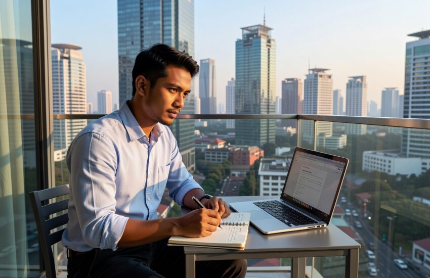 Pria menulis daily practice ide untuk choose yourself ala James Altucher self-reliance