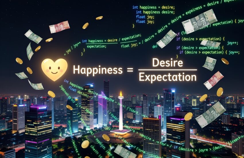 Rumus kebahagiaan Happiness = desire / expectation Naval Ravikant dengan specific knowledge dan leverage