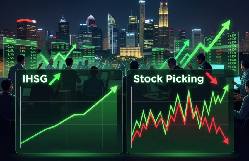 Grafik perbandingan index investing vs stock picking di pasar saham Indonesia 2025