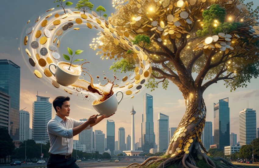 latte factor small savings compound besar ilustrasi penghematan kopi jadi investasi otomatis