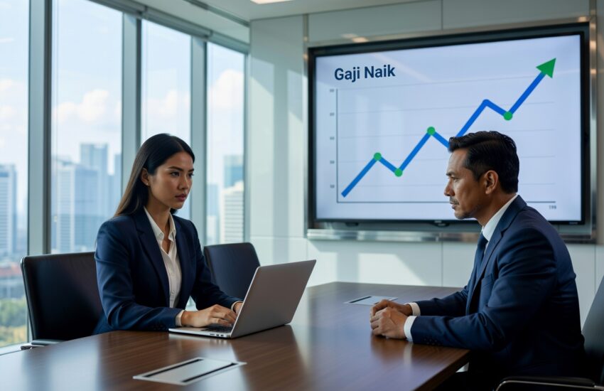 wanita negotiate salary sukses di kantor Indonesia