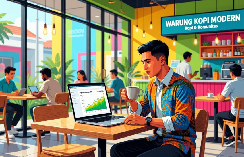 orang baca numbers tell story di laporan keuangan sambil ngopi Jakarta
