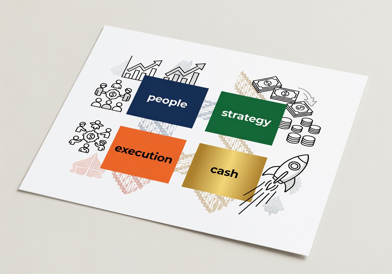One-Page Strategic Plan: Scale Bisnis Lu Cuma Pakai 1 Halaman People, Strategy, Execution, Cash 1