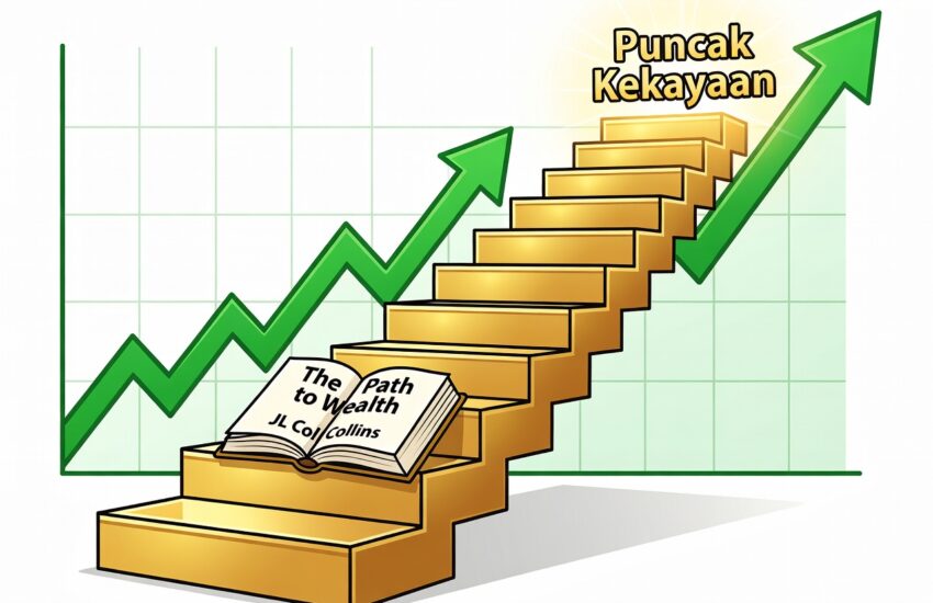 Tangga path to wealth JL Collins dengan grafik investasi naik 2025