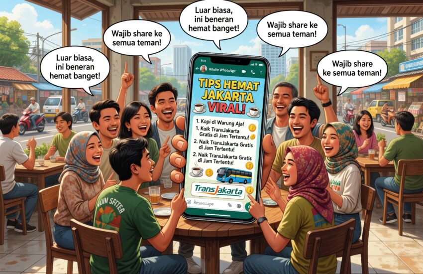 Orang share konten social currency di WA untuk virality STEPPS Contagious