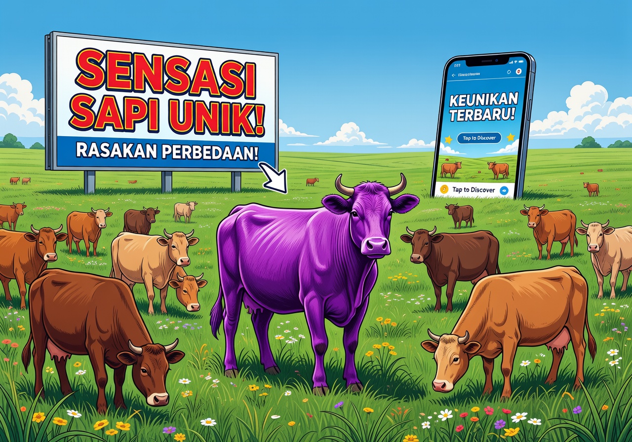 Stand Out in Crowded Market ala Purple Cow: Strategi Seth Godin yang Bikin Bisnis Lu Ngehits 2025 1